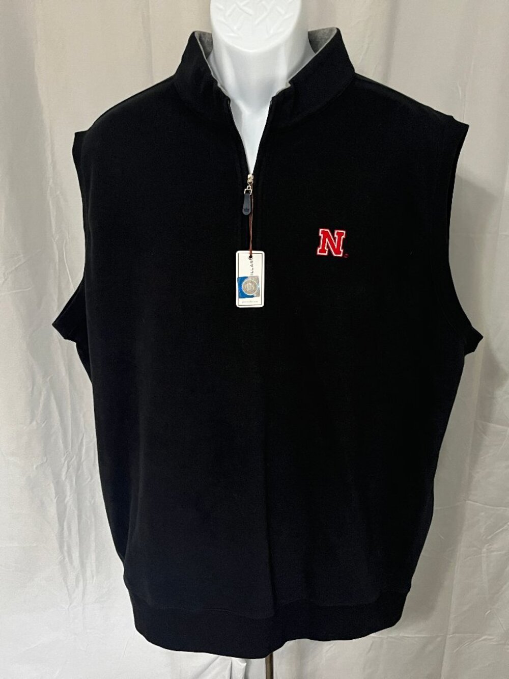 🏈 NWT Peter Millar Nebraska Huskers Black 1/2 Zip Sweater Vest XL 🏈